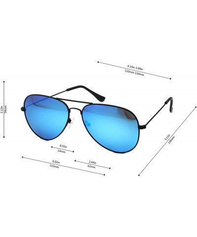 Aviator Metal Sunglasses Fashion UV400 Polarized Lens - Black Frame / Green Lens + Black Frame / Icy Blue Lens - CK18657I406 ...