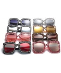 Square Fashion Classic Square Frame Shiny Rhinestone UV400 Sunglasses Women Eyewear Anti Uv Sunglass Gray - Gray - CU18TL30M7...