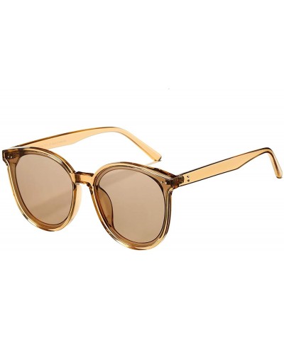 Round Oversized Polarized Sunglasses for Women Men Classic Round Eyeglasses UV400 Protection - Brwon - CM1999985S7 $27.97