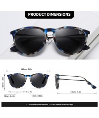 Round Premium Classic Polarized Sunglasses for Women Men TR90 TAC Round Mirrored Lens - Light Blue Frame Gray Lens - CJ18YELM...