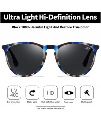 Round Premium Classic Polarized Sunglasses for Women Men TR90 TAC Round Mirrored Lens - Light Blue Frame Gray Lens - CJ18YELM...