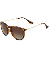 Round Round Polarized Sunglasses for Women Vintage Brand Designer Style Sun Glasses - Tortoise/Brown Gradient - CV1929ZG49Y $...