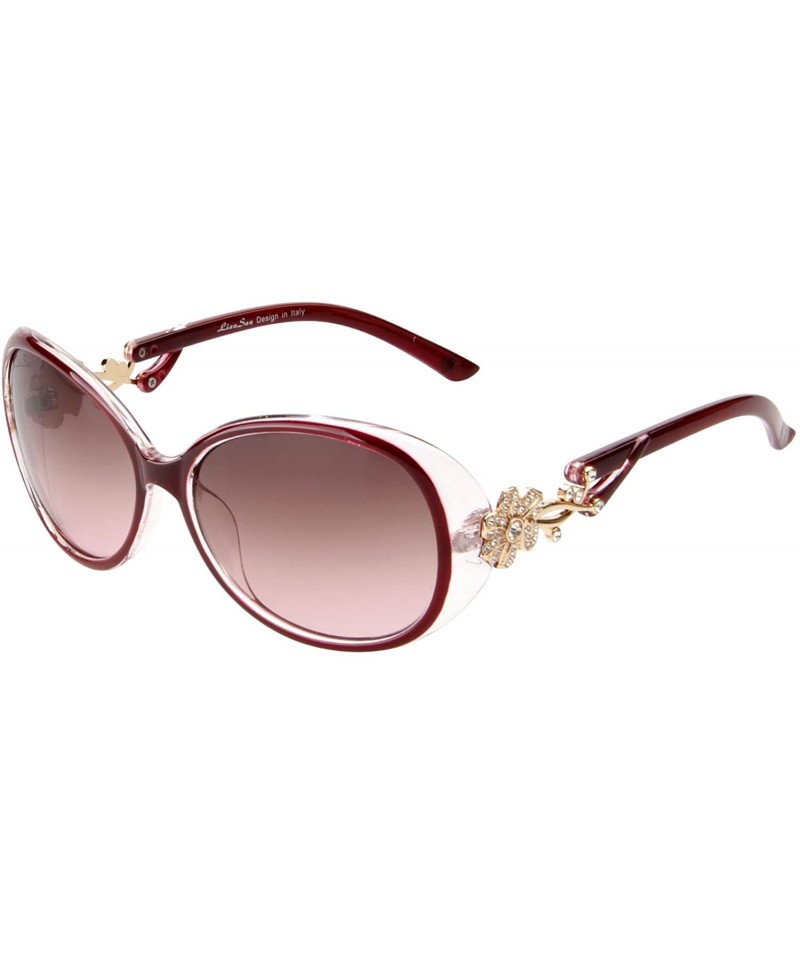 Oval Fashion Oversized Women Uv400 Protection Polarized Lady Sunglasses Gold Flower Full Frame Sunglasses Gd103 - CJ11LNSSGTR...