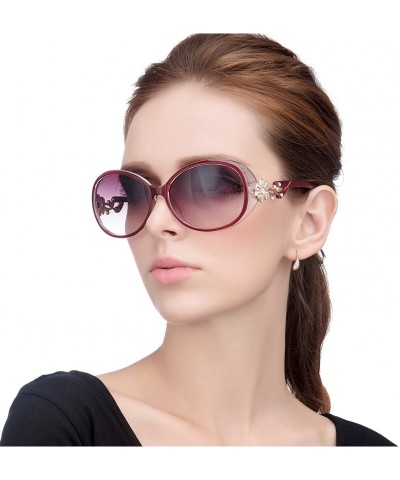 Oval Fashion Oversized Women Uv400 Protection Polarized Lady Sunglasses Gold Flower Full Frame Sunglasses Gd103 - CJ11LNSSGTR...