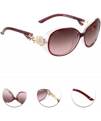 Oval Fashion Oversized Women Uv400 Protection Polarized Lady Sunglasses Gold Flower Full Frame Sunglasses Gd103 - CJ11LNSSGTR...