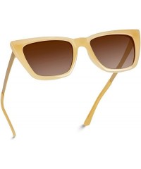 Square EXCLUSIVE - Flat Lens Polarized Modern Tip Pointed Women Cat Eye Sunglasses - Beige Frame / Brown Lens - CJ18M63Q7YS $...