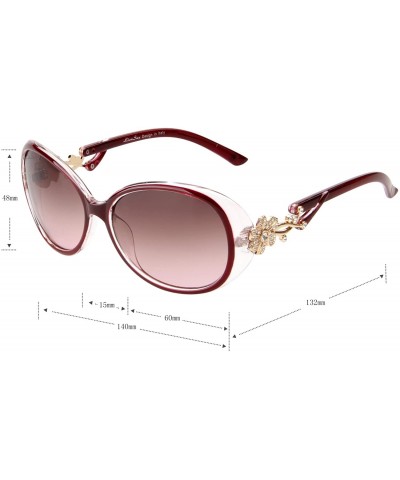 Oval Fashion Oversized Women Uv400 Protection Polarized Lady Sunglasses Gold Flower Full Frame Sunglasses Gd103 - CJ11LNSSGTR...