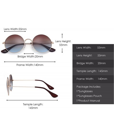 Round Retro Polarized Round Sunglasses for Men Women Circle Lens Metal Frame - Gold Frame / Gradient Brown Lens - CR184OYSAI0...