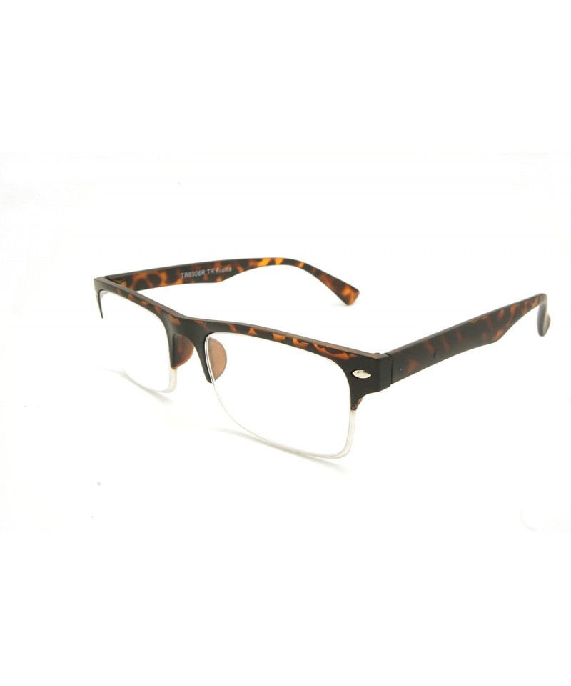 Wayfarer TR90 Lightweight half-rim Basic Square Reading Glasses 51mm-19mm-140mm - Matte Tortoise - C217YKHQEX7 $13.88