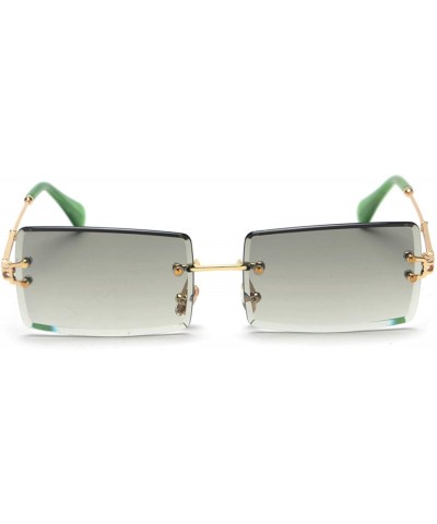 Square Fashion RimlSunglasses Women Accessories Rectangle Sun Glasses Green Black Brown Square Eyewear - Gold With Blue - CM1...