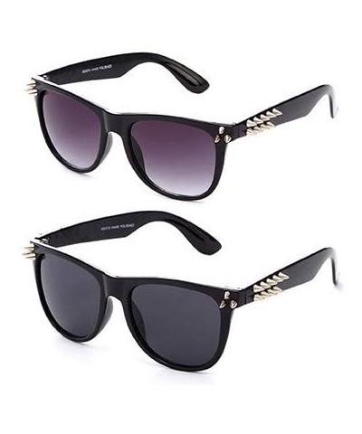 Square Punk Spiky Sunglasses Shape Fashion Spike Sunglasses Punk Design with Spikes Spiked Sunglasses with studs - C518K32K05...