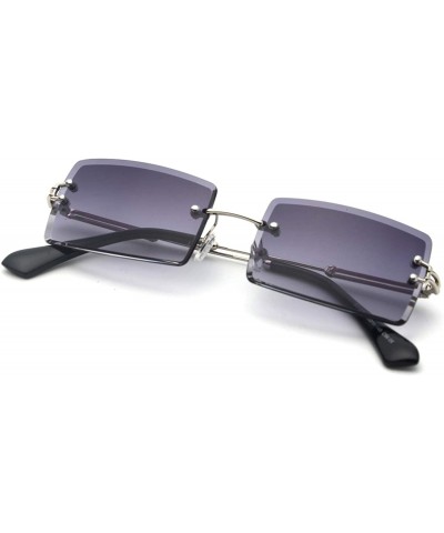 Square Fashion RimlSunglasses Women Accessories Rectangle Sun Glasses Green Black Brown Square Eyewear - Gold With Blue - CM1...