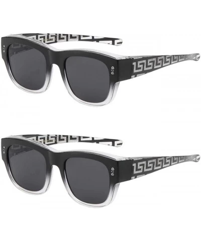 Shield The Finesse Polarized Colorful Two Tone Ombre Fit Over OTG Rectangular Squared Sunglasses - 2 Black - CS199MSC79X $44.92