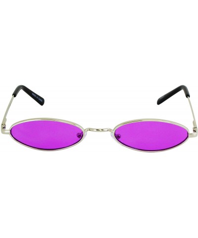 Oval Small Tiny Oval Vintage Sunglasses for Women Metal Frames Designer Gothic Glasses - Purple - CC18UDD3ODZ $11.90