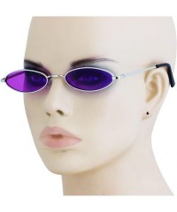 Oval Small Tiny Oval Vintage Sunglasses for Women Metal Frames Designer Gothic Glasses - Purple - CC18UDD3ODZ $11.90
