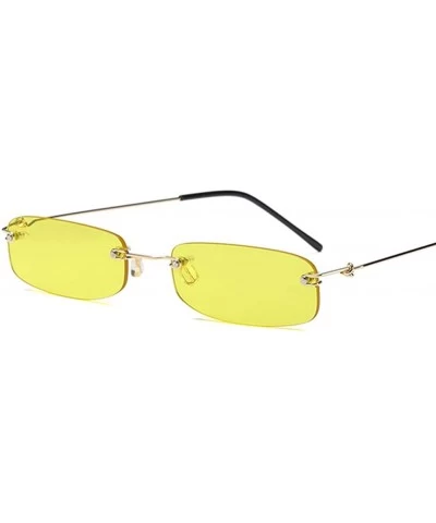 Square Narrow Sunglasses Tiny Rectangle Rimless Sun Glasses Unisex 2018 Hot Sale - Clear Yellow - CU18E89XR26 $24.70