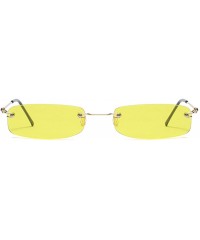 Square Narrow Sunglasses Tiny Rectangle Rimless Sun Glasses Unisex 2018 Hot Sale - Clear Yellow - CU18E89XR26 $15.56