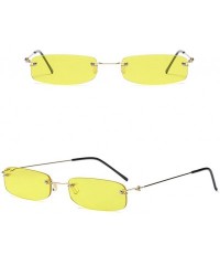 Square Narrow Sunglasses Tiny Rectangle Rimless Sun Glasses Unisex 2018 Hot Sale - Clear Yellow - CU18E89XR26 $15.56