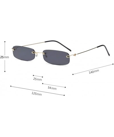Square Narrow Sunglasses Tiny Rectangle Rimless Sun Glasses Unisex 2018 Hot Sale - Clear Yellow - CU18E89XR26 $15.56