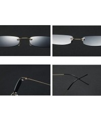 Square Narrow Sunglasses Tiny Rectangle Rimless Sun Glasses Unisex 2018 Hot Sale - Clear Yellow - CU18E89XR26 $15.56