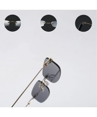 Square Narrow Sunglasses Tiny Rectangle Rimless Sun Glasses Unisex 2018 Hot Sale - Clear Yellow - CU18E89XR26 $15.56