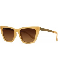 Square EXCLUSIVE - Flat Lens Polarized Modern Tip Pointed Women Cat Eye Sunglasses - Beige Frame / Brown Lens - CJ18M63Q7YS $...