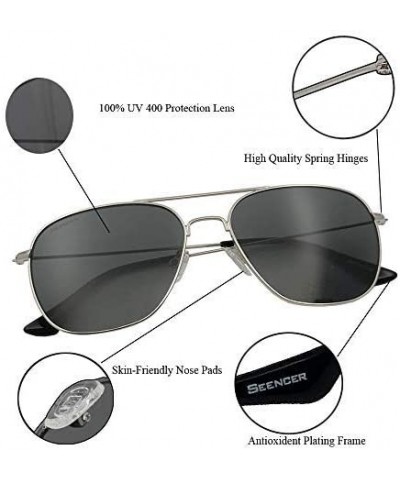 Oversized Square Aviator Sunglasses Mirror Reflective Glasses Metal Eyewear Men Women - Silver Frame/Grey Lens - CU1966YQUTT ...
