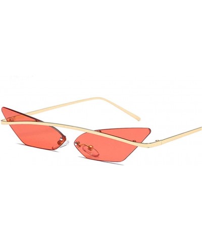 Goggle Narrow Cat Eye Rimless Sunglasses Women Vintage Designer Men Eyewear Shades Sun Glasses - Red - CI18Y24YXZA $45.81
