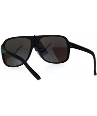 Aviator KUSH Sunglasses Mens Square Racer Aviator Matte Black Frame Mirror Lens - Black Green (Teal Mirror) - CP184H0QO6E $9.03