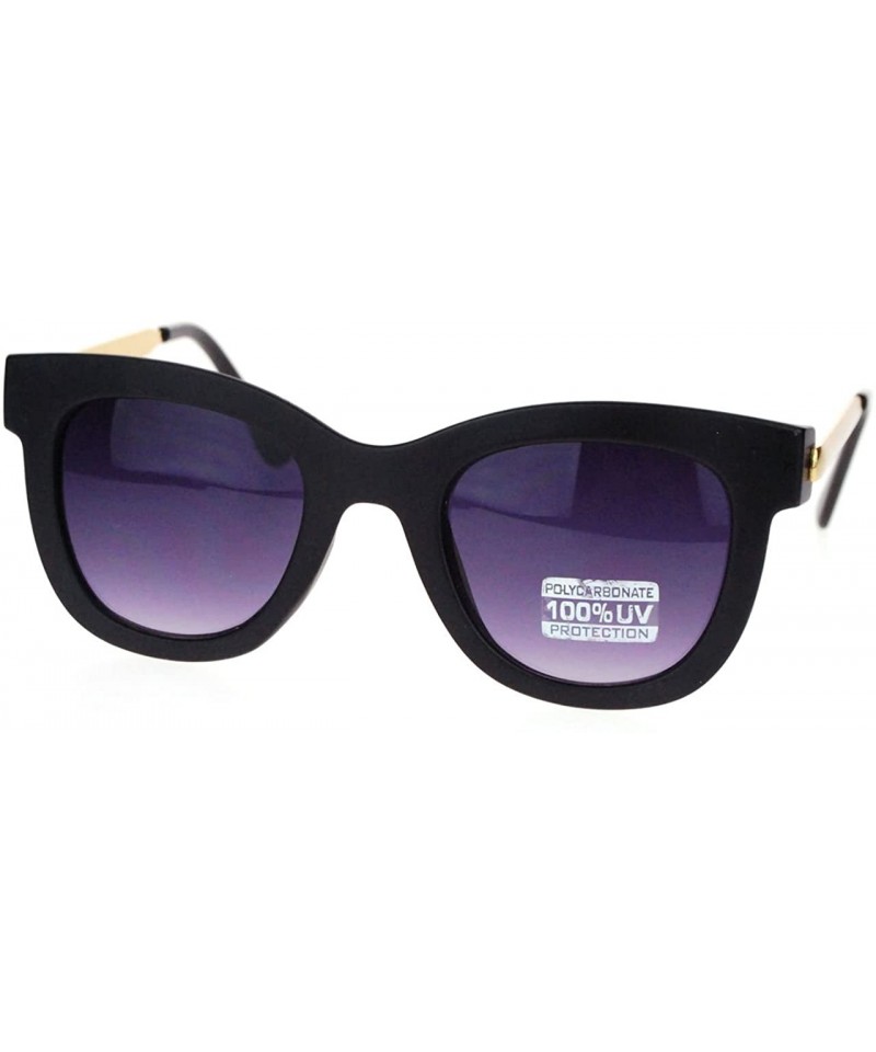 Square Retro Runway Fashion Thick Plastic Horn Rim Metal Arm Sunglases - Matte Black - CO11YNNGCG3 $11.89