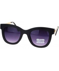 Square Retro Runway Fashion Thick Plastic Horn Rim Metal Arm Sunglases - Matte Black - CO11YNNGCG3 $11.89