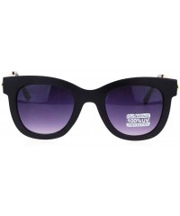 Square Retro Runway Fashion Thick Plastic Horn Rim Metal Arm Sunglases - Matte Black - CO11YNNGCG3 $11.89