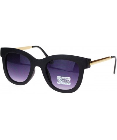 Square Retro Runway Fashion Thick Plastic Horn Rim Metal Arm Sunglases - Matte Black - CO11YNNGCG3 $11.89