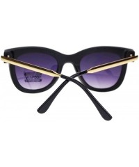 Square Retro Runway Fashion Thick Plastic Horn Rim Metal Arm Sunglases - Matte Black - CO11YNNGCG3 $11.89