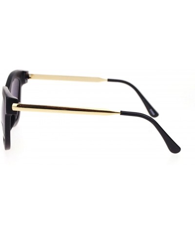Square Retro Runway Fashion Thick Plastic Horn Rim Metal Arm Sunglases - Matte Black - CO11YNNGCG3 $11.89