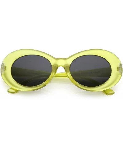 Oval Retro Frosted Tapered Arms Neutral Colored Lens Oval Sunglasses 50mm - Frost Yellow / Smoke - CK186TNT93M $12.30