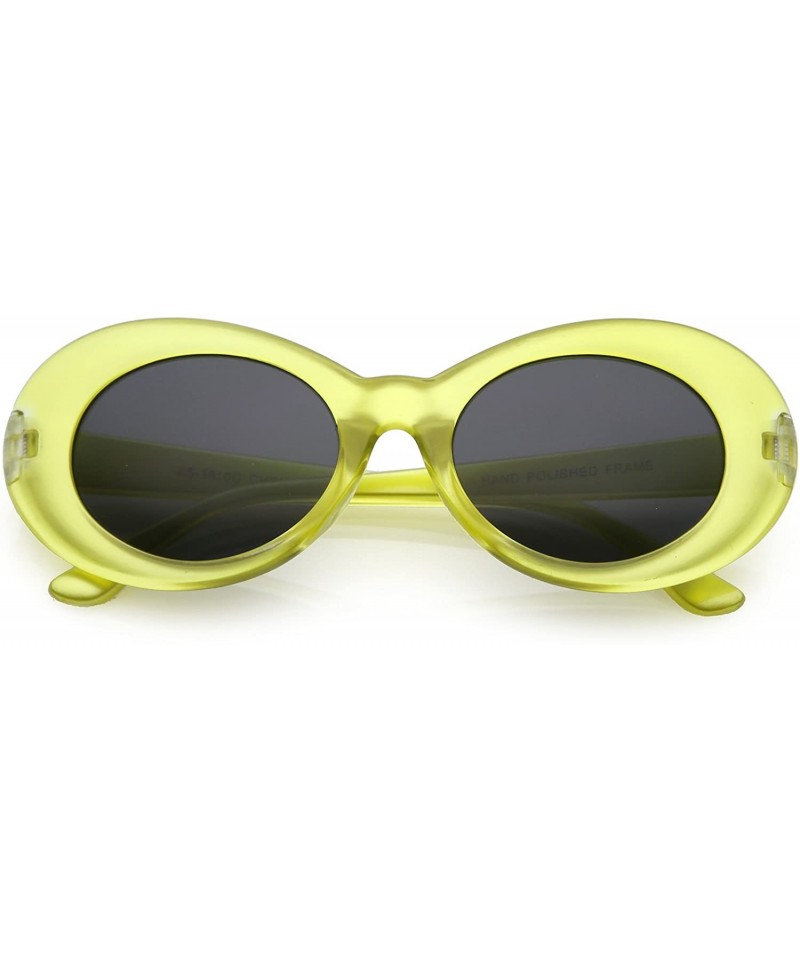 Oval Retro Frosted Tapered Arms Neutral Colored Lens Oval Sunglasses 50mm - Frost Yellow / Smoke - CK186TNT93M $12.30