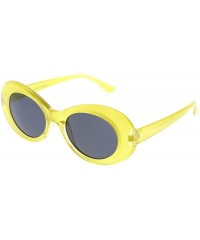 Oval Retro Frosted Tapered Arms Neutral Colored Lens Oval Sunglasses 50mm - Frost Yellow / Smoke - CK186TNT93M $12.30