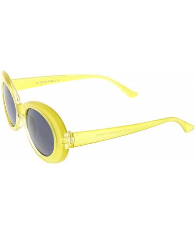 Oval Retro Frosted Tapered Arms Neutral Colored Lens Oval Sunglasses 50mm - Frost Yellow / Smoke - CK186TNT93M $12.30