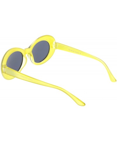 Oval Retro Frosted Tapered Arms Neutral Colored Lens Oval Sunglasses 50mm - Frost Yellow / Smoke - CK186TNT93M $12.30