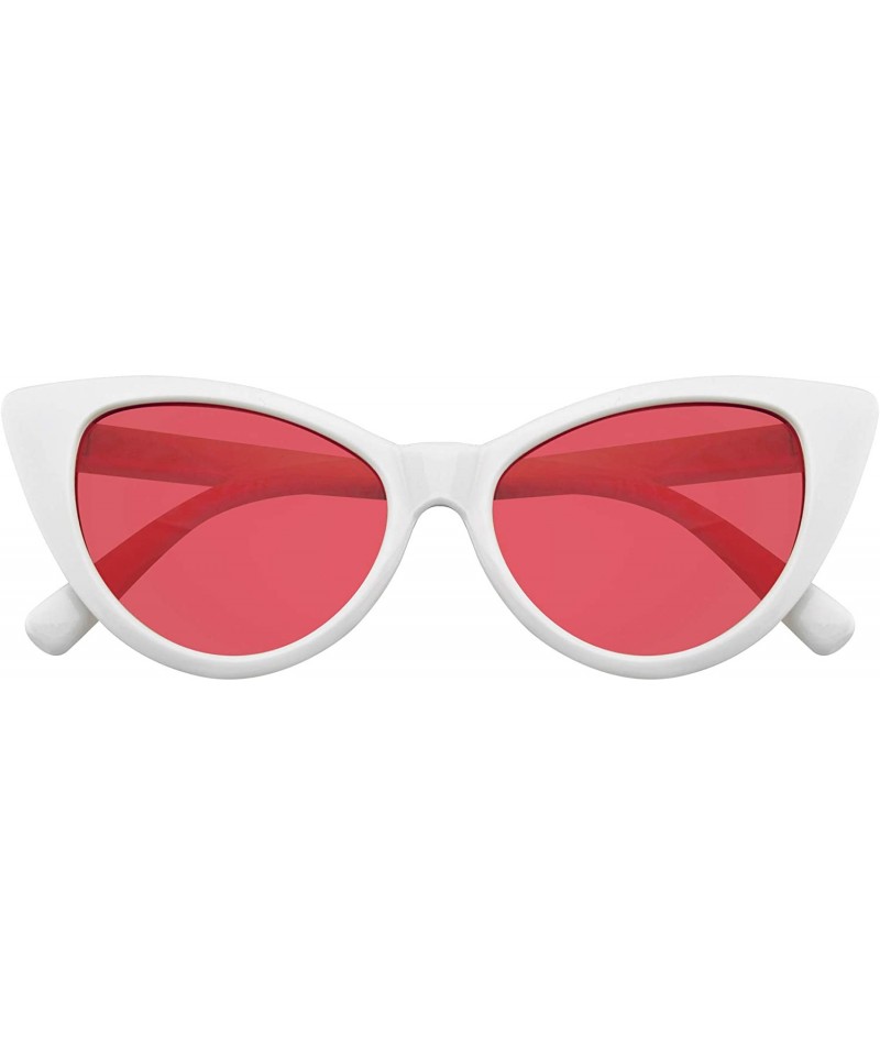 Retro 1990's Color Tone Fashion Mod White Super Cat Eye Sunglasses