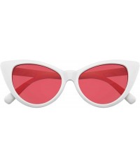 Cat Eye Retro 1990's Color Tone Fashion Mod White Super Cat Eye Sunglasses - Red - CU196MQW7RX $12.24