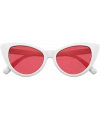 Cat Eye Retro 1990's Color Tone Fashion Mod White Super Cat Eye Sunglasses - Red - CU196MQW7RX $12.24