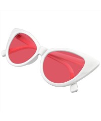 Cat Eye Retro 1990's Color Tone Fashion Mod White Super Cat Eye Sunglasses - Red - CU196MQW7RX $12.24