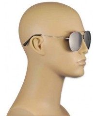 Aviator Aviator Chrome One Way Mirror Lens Sunglasses w/ Micro Fiber Pouch - C3118J9418D $7.69