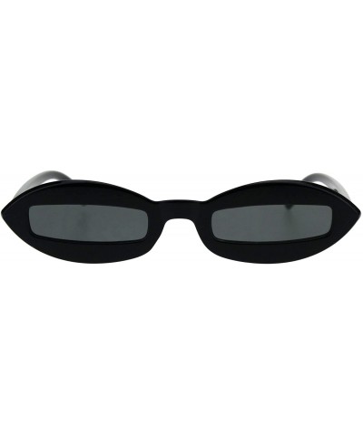 Rectangular Womens Unique Skinny Sunglasses Oval Frame Rectangular Lens Black UV 400 - Black - CX18KODEO05 $20.20