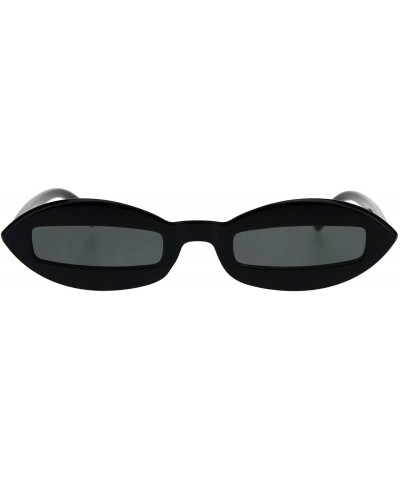 Rectangular Womens Unique Skinny Sunglasses Oval Frame Rectangular Lens Black UV 400 - Black - CX18KODEO05 $10.23