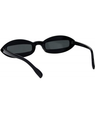 Rectangular Womens Unique Skinny Sunglasses Oval Frame Rectangular Lens Black UV 400 - Black - CX18KODEO05 $19.42