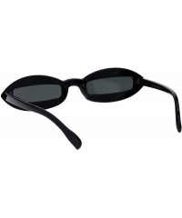 Rectangular Womens Unique Skinny Sunglasses Oval Frame Rectangular Lens Black UV 400 - Black - CX18KODEO05 $19.42