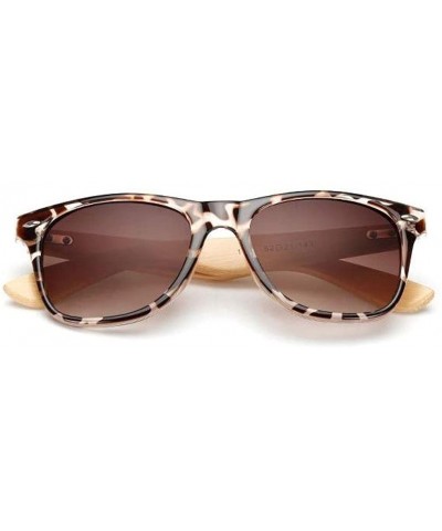 Round Retro Bamboo Wood Vintage Sport Fashion Mirror Designer Shades Sunglasses - Leopard - CJ18HD86QK3 $10.69